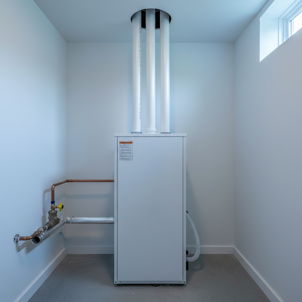 High-efficiency gas furnace install in a Niagara residential basement